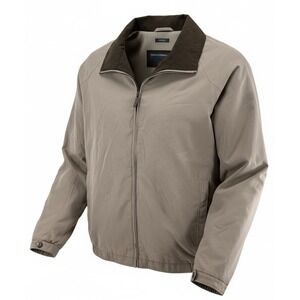 Perry Ellis Portfolio Tan Microfiber Jacket‎ Full Zip Mesh Lined Mens Large